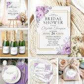 Romantic Purple Flowers Bridal Shower Party Dankeskarte