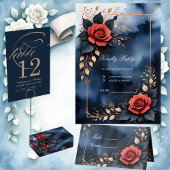 Elegante Rose mit goldenem Blattwerk Geschirrtuch