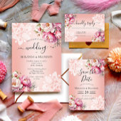 Elegante Rose Goldene Flora Hochzeit Begleitkarte