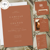 Elegant Rust Terracotta Minimalist Wedding RSVP Karte