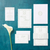 Elegante Florale Toile-Krone-Monogramm-Hochzeit Programm (Personalisiere diese Kollektion eines unabhängigen Creators.)