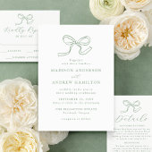 Elegante Sage Green Bow Wedding Dankeskarte