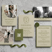 Elegant Sage Green Minimalist Wedding QR Code RSVP Karte