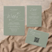 Elegante Hellgrüne QR-Code-Rsvp-Foto-Hochzeit Einladung (Personalisiere diese Kollektion eines unabhängigen Creators.)
