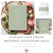 Budget Elegant Formal Sage Green Wedding Einladung
