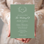 Elegantes Sage Green Monogram Save the Date Foto Einladung