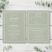 Elegante formelle Sage Green Script Hochzeit Serviette (Personalisiere diese Kollektion eines unabhängigen Creators.)