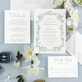 Elegant Sage Green Victorian Floral Wedding Tischnummer