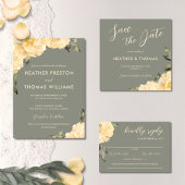 Elegant Sage Green Yellow Floral Save The Date