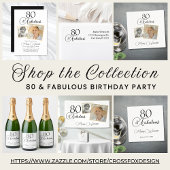 80 and Fabulous 80th Birthday Black Script  Quadratischer Aufkleber