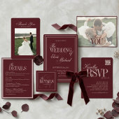 Elegant Script Burgundy Red Formal Wedding  Einladung