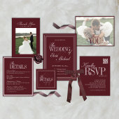 Elegant Script Burgundy Red Formal Wedding  Einladung