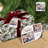 Rustikales fröhliches Weihnachts-Script Familie Fo Keramikornament