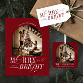 Merry & Bright Red Script Weihnachten außerhalb de