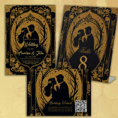 Elegante Silhouette einer Braut und eines Bräutiga Pappteller