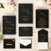 Moderne, einfache Schwarz-Gold-Hochzeit mit elegan Save The Date