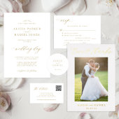Budget-elegante Gold-Typografie-Hochzeitsprogramm