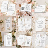 Eleganter Soft Blush Rosen QR Code Hochzeit RSVP Postkarte