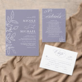 Soft Violet Minimalistisch Elegante Blätter Hochze Einladung (Personalisiere diese Kollektion eines unabhängigen Creators.)