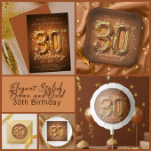 Stilvolle Glam Brown und Gold 30. Geburtstag Pappteller