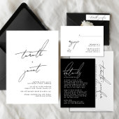 Premium Stilvoll Elegante Schwarz & Weiß Hochzeit Programm