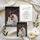 Elegantes Wirbel-Script Einfaches Hochzeitsprogram Menükarte