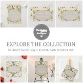 Budget Taupe Peach Floral Baby Dusche Einladung