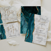 Budget Aquamarin Blue Gold Agate Marble Wedding Ei