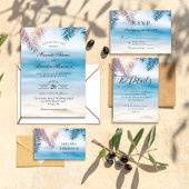 Eleganter Sommer-Strand mit tropischem Meer Save The Date