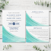 Elegantes türkisfarbenes Menü am Strand Menükarte (Personalisiere diese Kollektion eines unabhängigen Creators.)