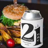 21st Birthday Elegant Typography Black White Party Weinetikett