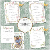 Elegant Victorian Pastel Floral Bow Wedding Einladung