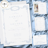 Elegant Vintage Baroque Dusty Blue Wedding Save The Date