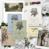 Vintager Blumencode Einfache Christliche QR-Hochze Einladung
