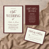 Modern Elegant Dark Burgundy Ivory Wedding Save The Date (Personalisiere diese Kollektion eines unabhängigen Creators.)