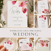 Elegante Wasserfarbe Korallenrosa Blumen Save The Date