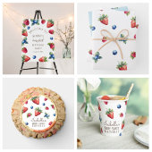 Elegant Watercolor Strawberry Berry Happy Birthday Pappteller