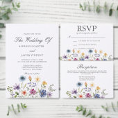 Elegant Spring Wildflowers with Photo Back Save The Date (Personalisiere diese Kollektion eines unabhängigen Creators.)