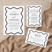 Red White Elegant Wavy Border Wedding Save The Date (Personalisiere diese Kollektion eines unabhängigen Creators.)