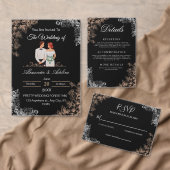 Elegant Wedding Invitation with Dark Floral RSVP Karte (Personalisiere diese Kollektion eines unabhängigen Creators.)