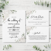 Alles in einer eleganten Hochzeit mit weißer Blüte Einladung (Personalisiere diese Kollektion eines unabhängigen Creators.)