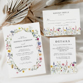 Elegante Wildblume Meadow QR Code Wedding RSVP Begleitkarte