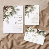 Elegante Winter Florale Kiefern Hochzeit Programm (Personalisiere diese Kollektion eines unabhängigen Creators.)