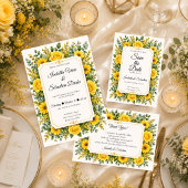 Elegante gelbe Blumenhochzeit Save The Date