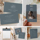 EMELIA Minimal Blue Rustic Small Business Erinneru Terminkarte