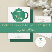 Emerald Gold Tea Elegantes Brautparty Vielen Dank Dankeskarte