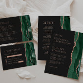 Emerald Green Agate Rose Gold QR Code Wedding Einladung