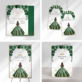 Emerald Imitats Gold Foil Quinceñera Rücksendeadre