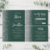 Smaragdgrüne Silber-Glitter-QR-Code-Hochzeit Einladung (Personalisiere diese Kollektion eines unabhängigen Creators.)