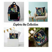 Astronaut auf dem Dino im Weltraum Lebensmitteletikett